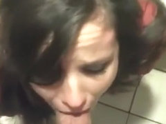 Amateur Horny Slut Fucked and Gagging in Public Toilet