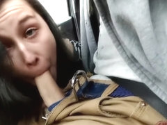 Highway Head - little horny Cocksucker gives Blowjob in Car while driving