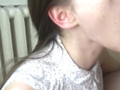 Oral creampie. Brunette with a long tongue. DeepThroat. Blowjob.