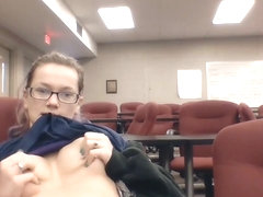 College Girl Plays With Tits in an Empty Classroom