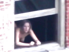 Blonde Babde Caught Fucking in the Window