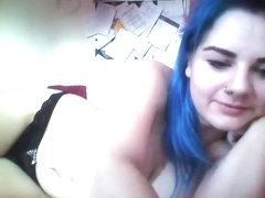 SEXY Blue Haired Teen Big Tits Slut Masturbate on Cam FMJ