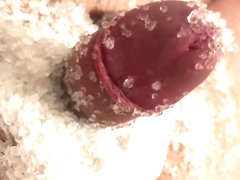 Treating my cock with salt until i cam