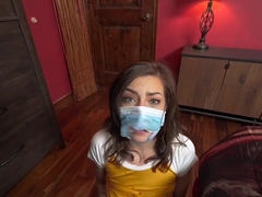 Stepsister Stuck In Quarantine With Brother Sucks His Cock For His Phone