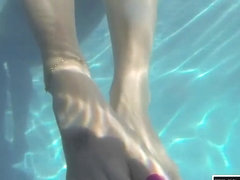 Naked, Footjob And Humped In A Pool