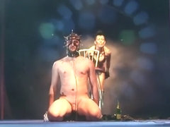 crazy fetish needle show on stage