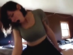 DEPRAVED DRUNK WHORE FROM COLLEGE SUCKS A BIG DICK AND FUCKS HER FELLOW STUDENT IN PUSSY
