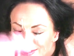 Flirty Sex Kitten Gets Cumshot On Her Face Eating All The Cr