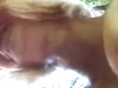 Blonde tranny gets nailed in the woods