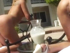Milk Enema Lovers Love Outdoor Squirting