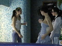 Fabulous pornstars Samantha Jolie, Alis Dark and Gabrielle Gucci in incredible lingerie, brazilian.