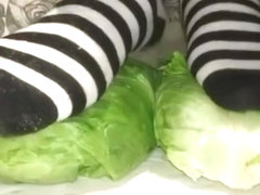 Striped socks crush lettuce