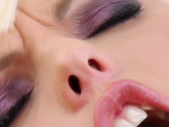 Sandra Sanchez stucking dildo inside her pussy closeup
