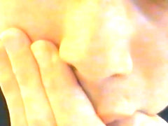 Solo hand fetish boy sucking his thumb licking his fingers and biting his nails (1)