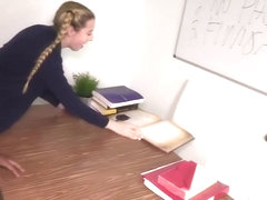 Black guy is fucking a slutty, blonde nerd with braids, to teach her a lesson